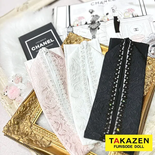 おしゃれ重ね衿通販　ピンク/白/黒　花パーツ付　キラキラ　かわいい　重ね衿46