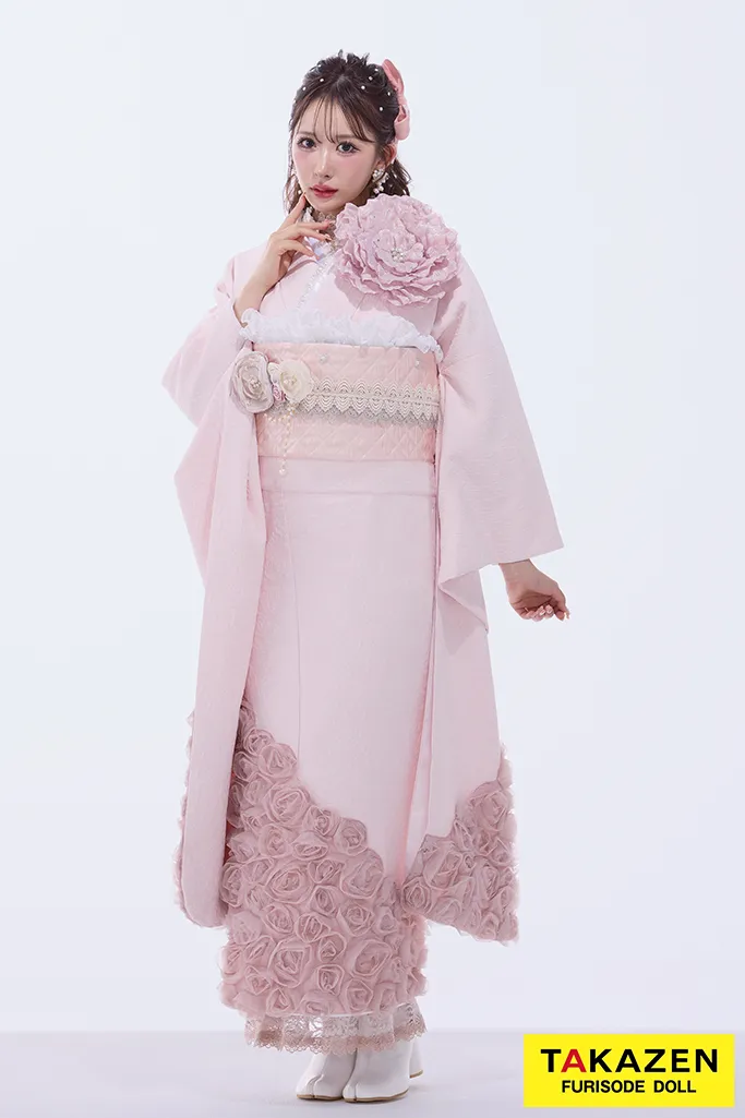 最新作ヘップバーンローズ　ピンク　薔薇付き　立体花　かわいい　エレガント　人とかぶらない　レースインナー/ブーツスタイル　伊藤桃々　ガーリーネットレンタル　　26008