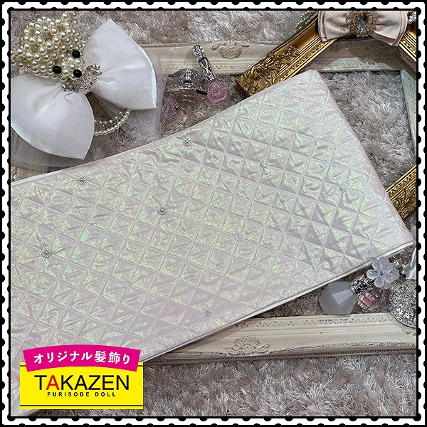 キラキラキルティング帯　白　かわいい　ドレッシー　ヘップバーン　ガーリーコーデ　※パールなし