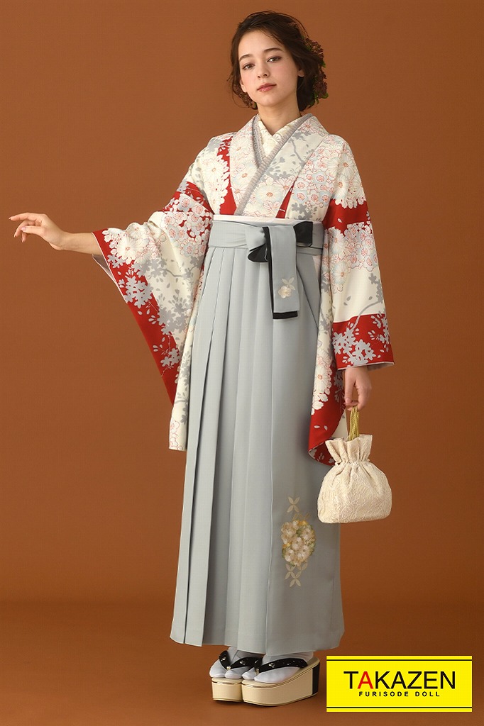 清楚古典　赤/白　和柄　華やか　目立つ　おしゃれな着こなし　王道袴ネットレンタル　K23007