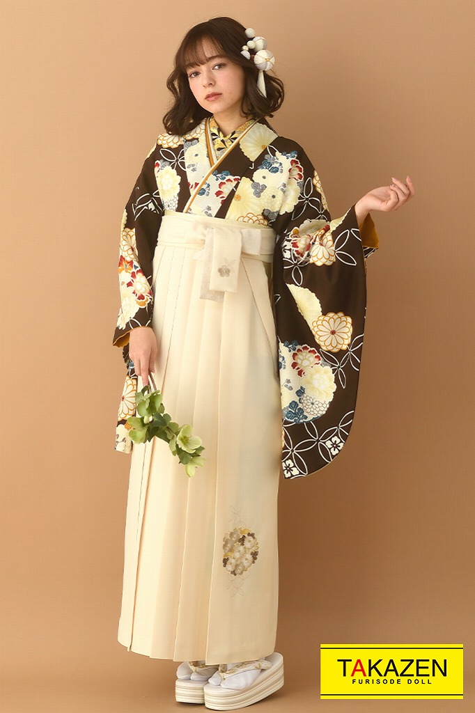 正統派古典　茶色/ブラウン　古典柄　可愛らしい　きれいめ　大人っぽい袴ネットレンタル　K23010