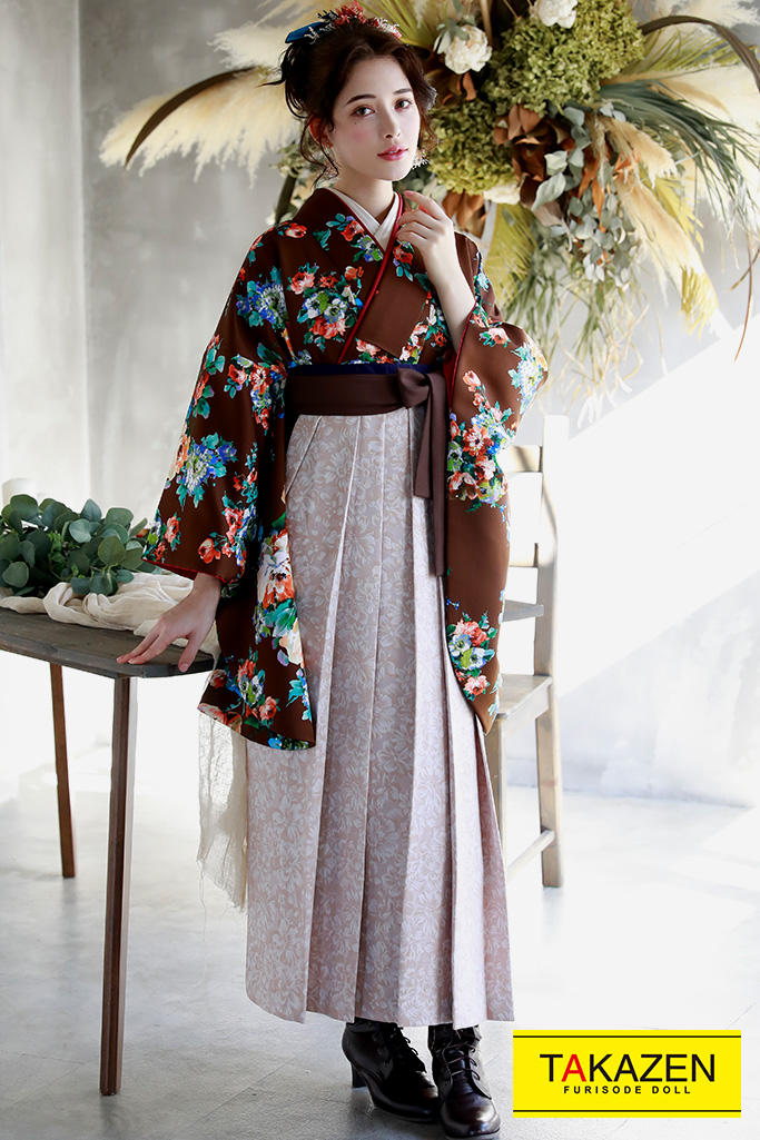 キュートガーリー　茶色/ブラウン　トレンド　かわいい　洋風袴通販　ノスタルジック　K23018