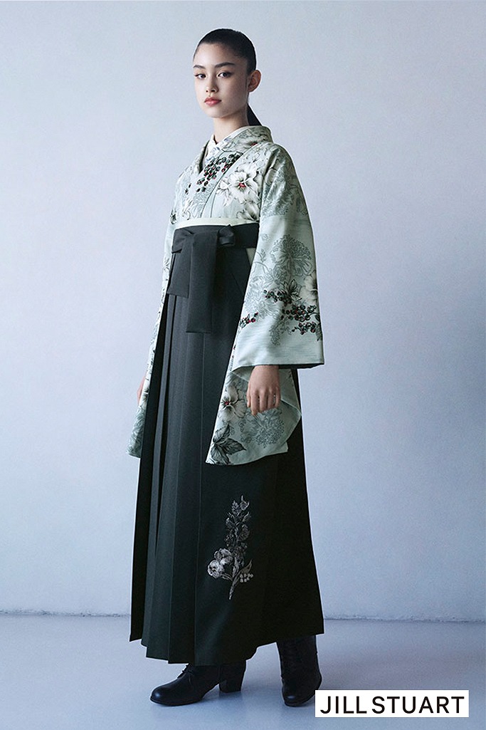 JILL STUARTブランド袴　ライトブルー　パンジー　お洒落　垢抜け　ヴィンテージスタイル　ブーツコーデ　洋風【通販可】R26046