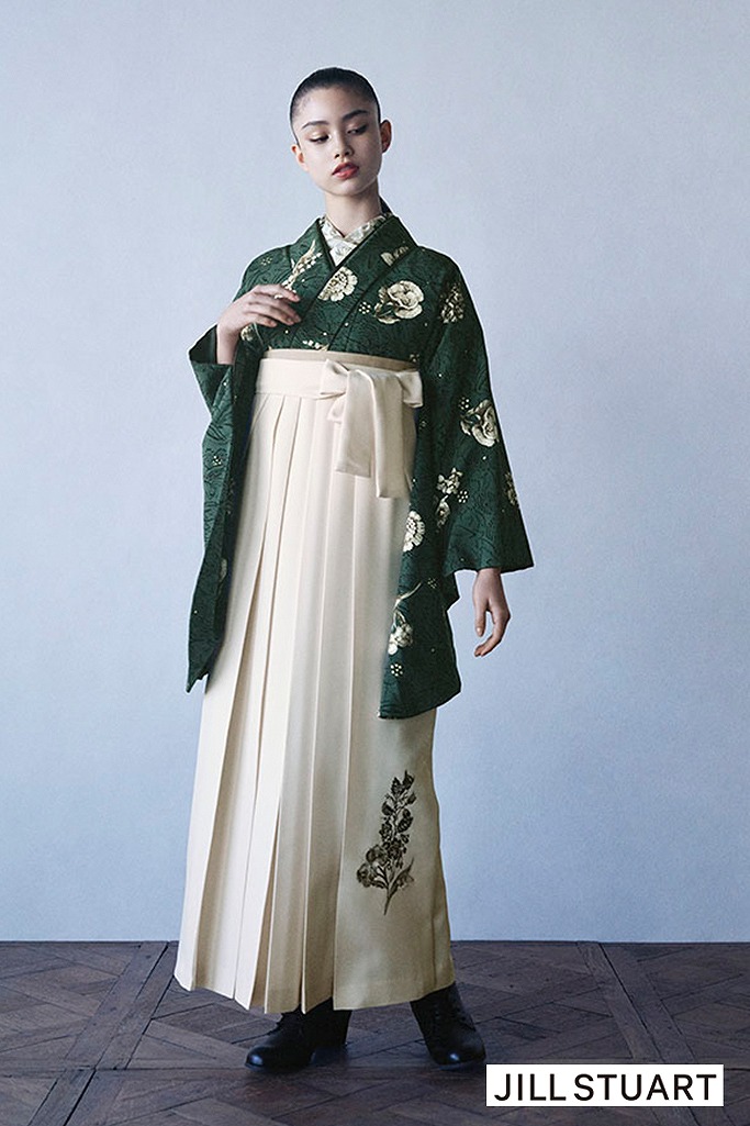 JILL STUARTブランド袴　グリーン　フルール　大人っぽい　上品　ブーツスタイル　洋風　きれいめ　R26051