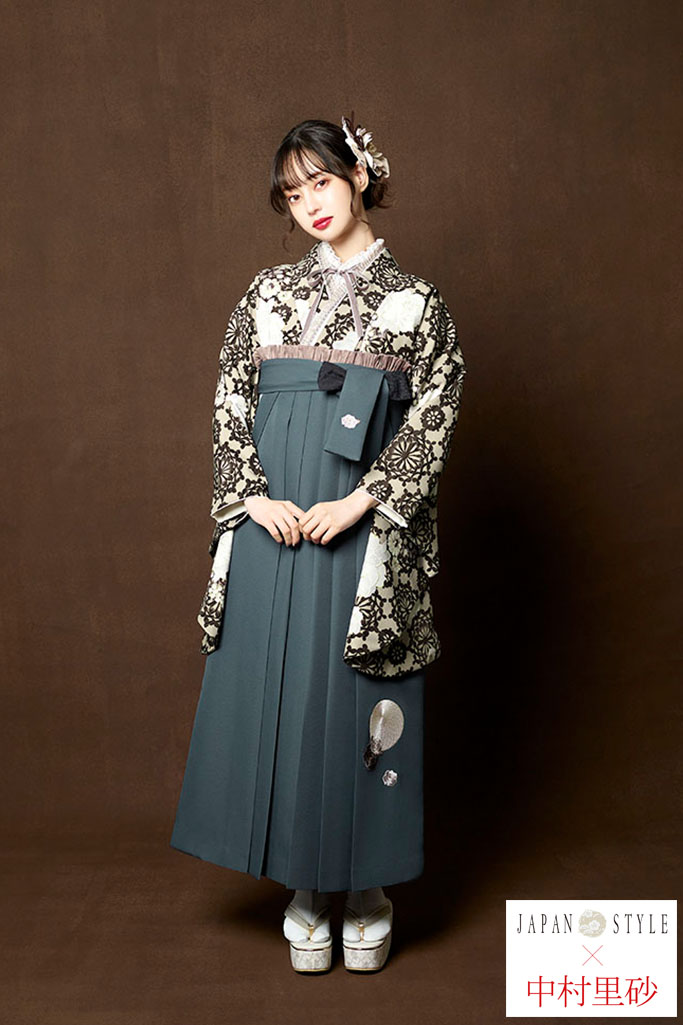 JAPAN STYLE×中村里砂最新袴ネットレンタル　ベージュ/くすみ色　おしゃれ　アンティーク調　R23035