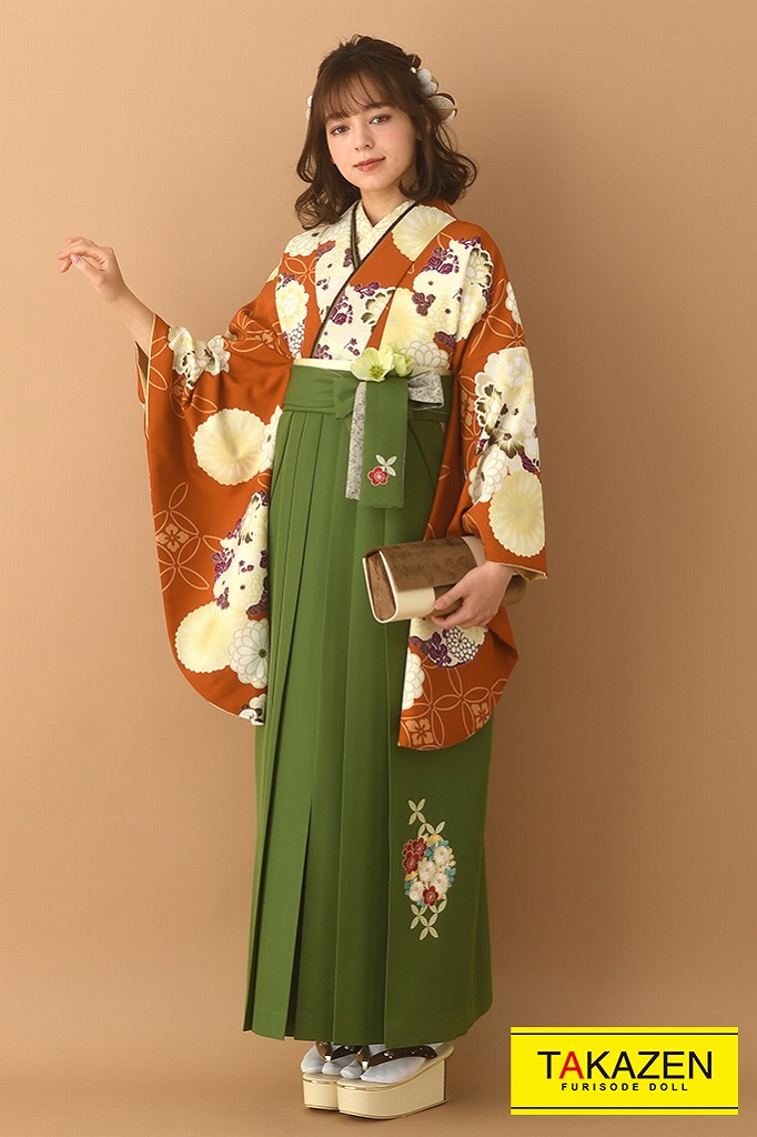 個性派古典　オレンジ/テラコッタ　ノスタルジック　おしゃれ袴ネットレンタル　K23012