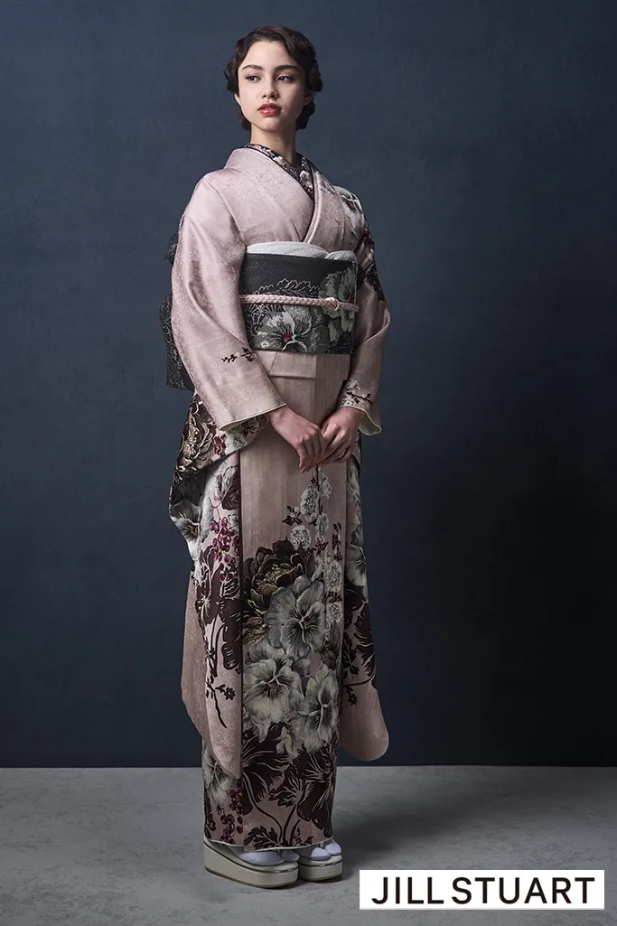 JILL STUARTブランド振袖ネットレンタル　くすみピンク　ヴィンテージスタイル　シンプル　おしゃれ　いまどき　K1201