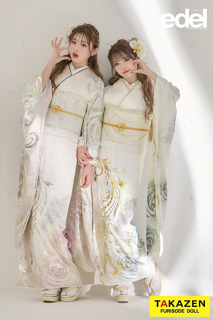 くすみカラーエレガント　くすみピンク　シンプル/バラ柄　目立つ　ストーン付き　きれいめ　ワントーンコーデ振袖ネットレンタル　ゆうちゃみ　K1066