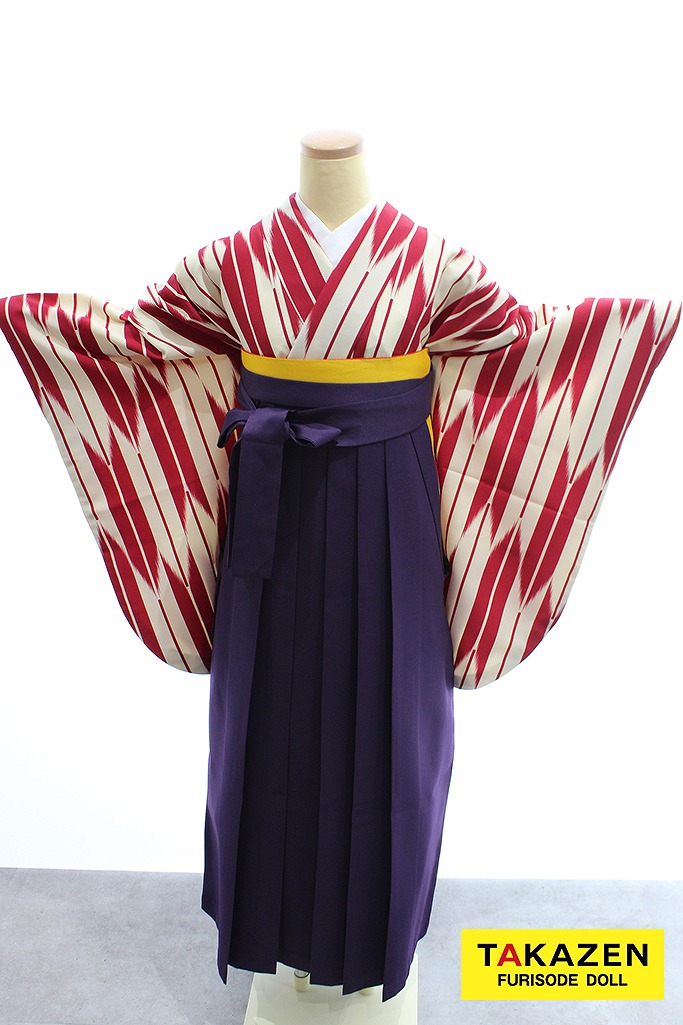 安い正統派古典袴　白/赤　矢絣柄/古典柄　シンプル　清楚　ハイカラさんコーデ　安い袴ネットレンタル　Y18