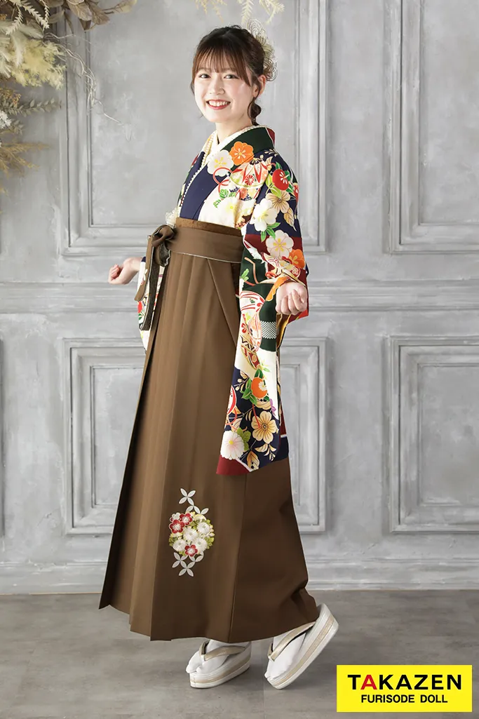 正統派古典　エンジ/青　鞠柄　清楚　王道　きれいめ　定番　今田美緒ブランド袴ネットレンタル　K21010