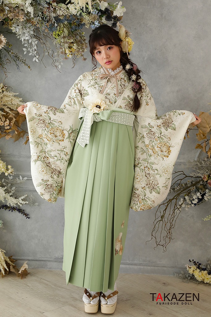 キュートガーリー　アイボリー　儚げ　おしゃれ　かわいい　淡色ガーリー袴ネットレンタル　GH2