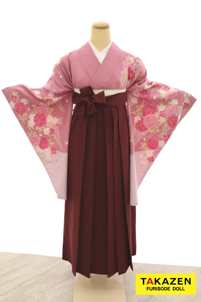 安いキュート＆ガーリー袴　ピンク　バラ柄　可愛い　地雷系　量産型　安い袴ネットレンタルY28