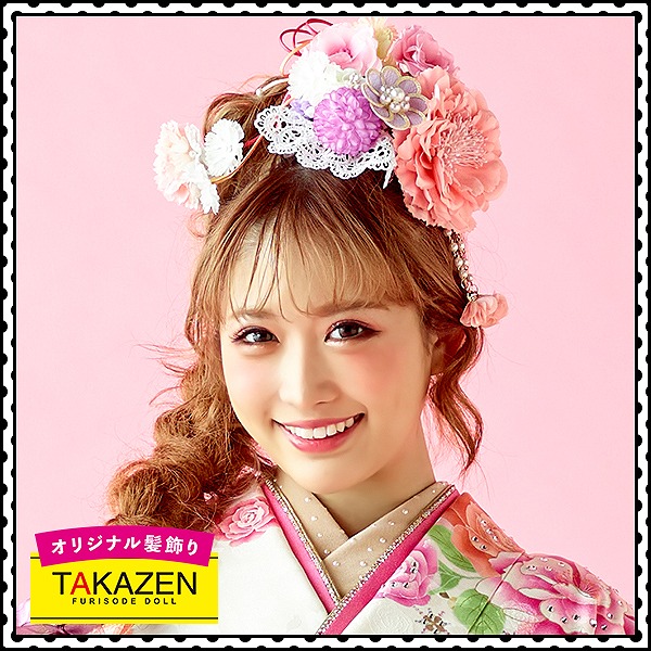 ゆめかわいいキュート系花飾り　髪飾り通販　(かわいいレース付き)　　白/紫/ピンク