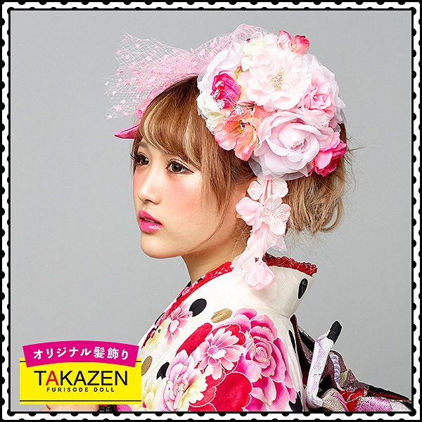 かわいい大きめオリジナルヘッドドレス　髪飾り通販(派手目立つ)　ピンク/白