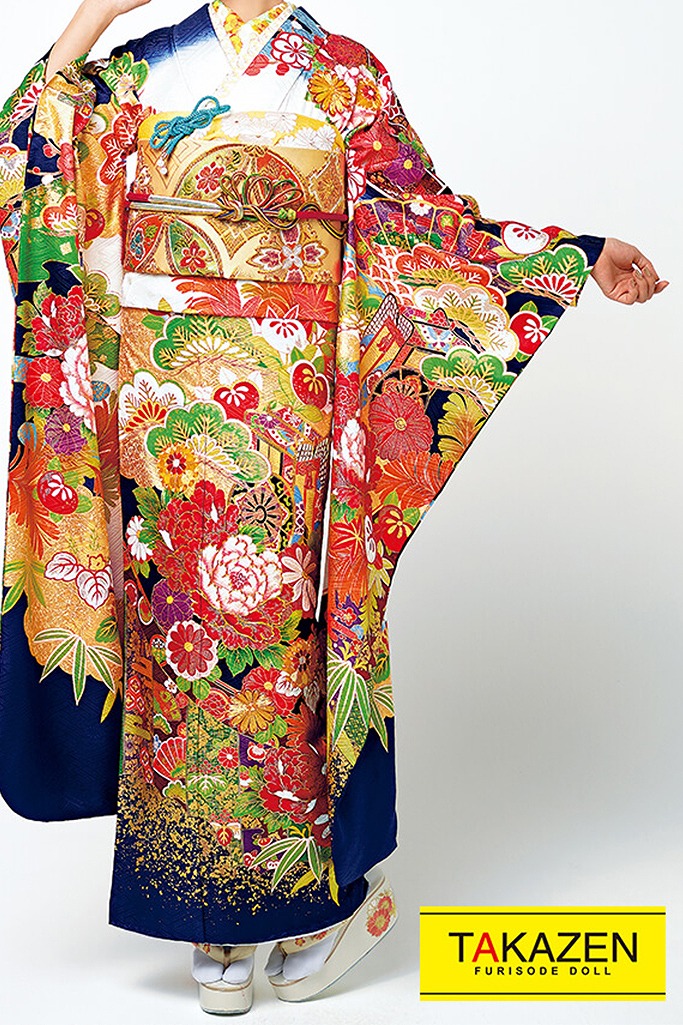 高級古典　白/青色(ブルー)　牡丹柄　豪華　桂由美デザイン振袖　上品古典振袖ネットレンタル　華やか　　22024