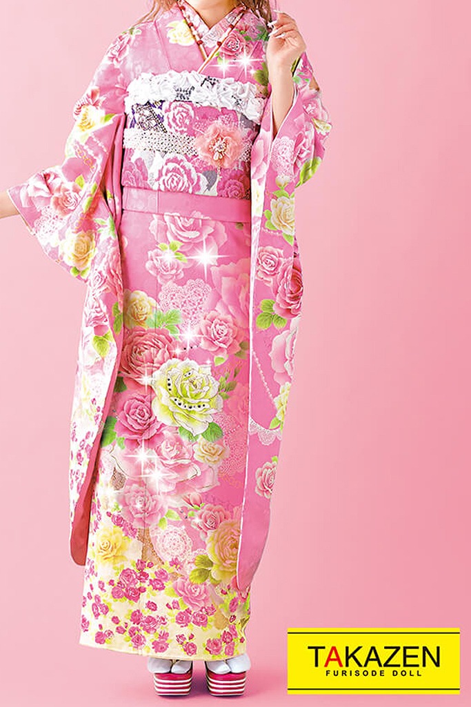 キュートガーリー　ピンク　バラ柄　ゆるふわ　ゆめかわいい　リズリサ好きにおすすめの振袖ネットレンタル　ラブリー　32150