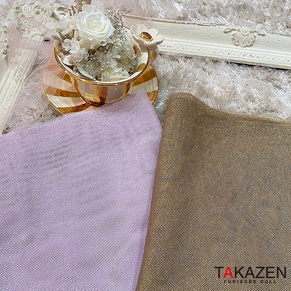 かわいいシフォン素材帯揚げネットレンタル　ピンク/茶（ブラウン）