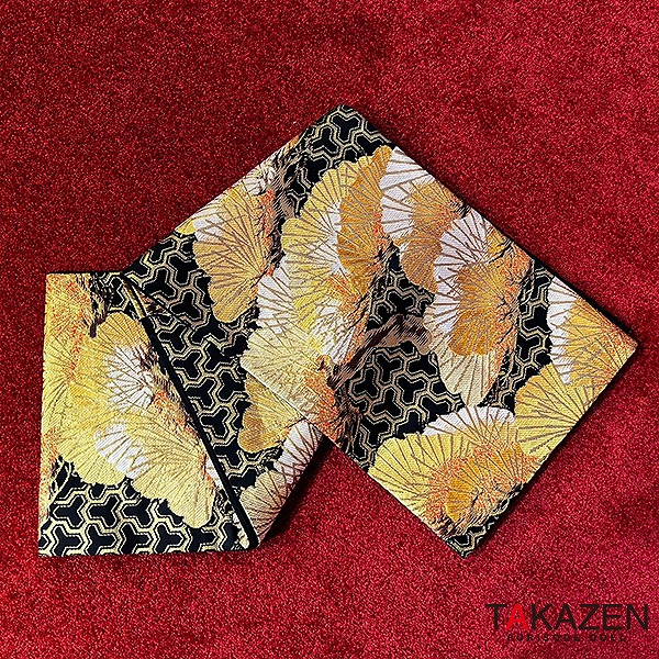 渋かっこいい袋帯ネットレンタル　黒/ゴールド（金色）