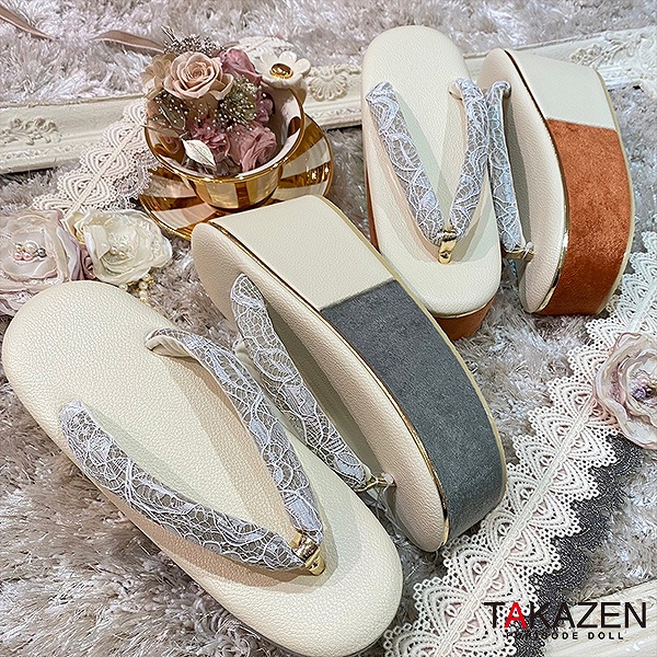 ベルベット調レース大人気厚底草履通販　緑/オレンジ