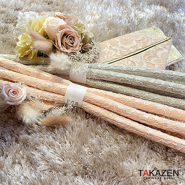 レース生地帯締めネットレンタル　おしゃれくすみ色　オレンジ/ミントグリーン(2種類)