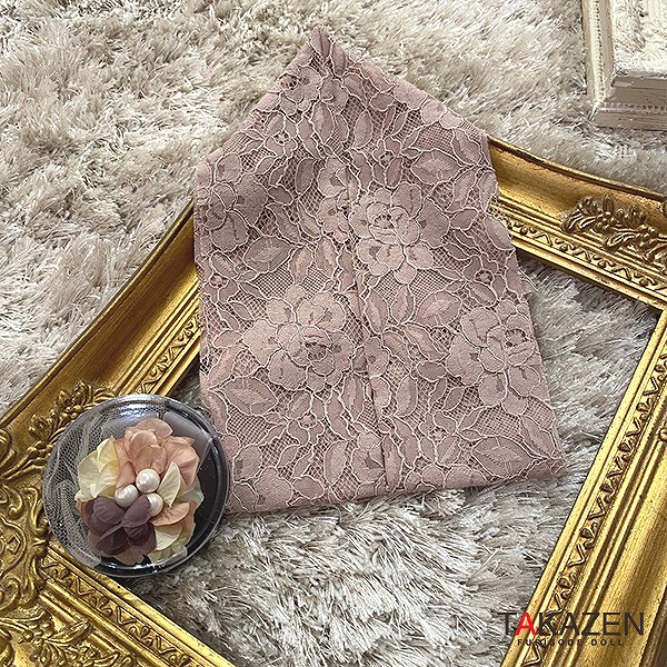 お洒落レース半衿飾り付き（半襟/半衿/刺繍襟/刺繍衿/おしゃれ/フレンチガーリー/花飾り）通販(個性派)　くすみピンク