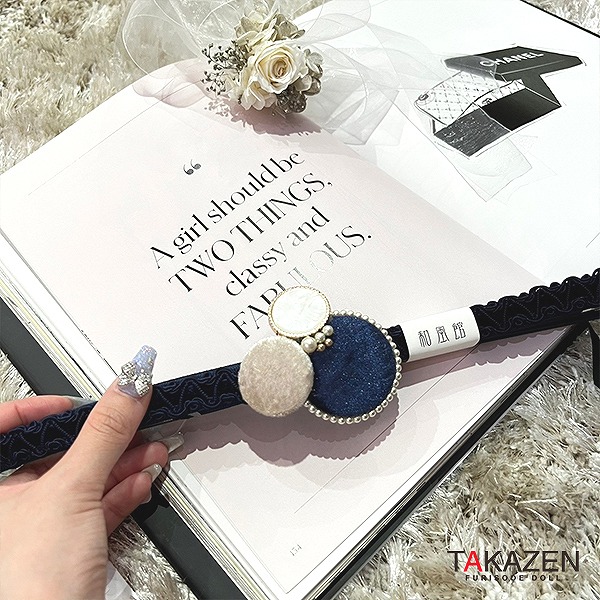 お洒落タッセル付きベロア帯締めネットレンタル　紺/ネイビー