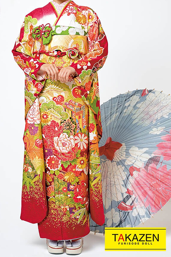 プレミアム古典　赤/白/ゴールド(金色)　牡丹柄　豪華　金彩　上品　高級着物ブランド　桂由美プレミアム振袖ネットレンタル　22025