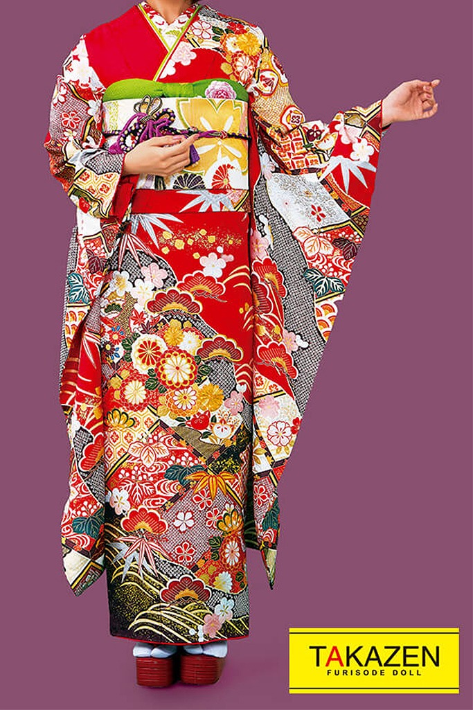 正統派古典　赤/黒/ゴールド(金色)　菊柄/和柄/小さめ柄　定番人気　上品　綺麗古典振袖通販　大人　可愛い　32052