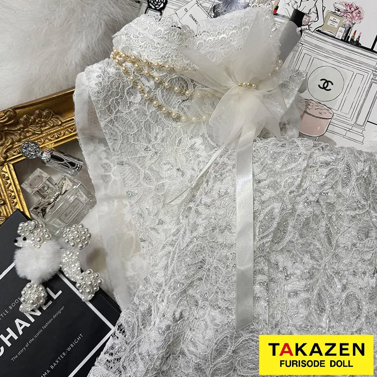 お花付きレースインナーネットレンタル(レース素材つけ襟・スカートセットレンタル)　白/ホワイト　おしゃれ　R9