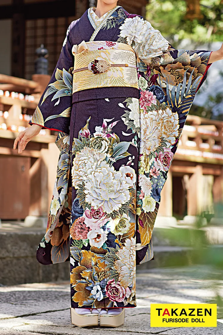 正統派古典　紫　牡丹柄/大柄　假屋崎省吾デザイン　豪華　華やかな振袖　25060