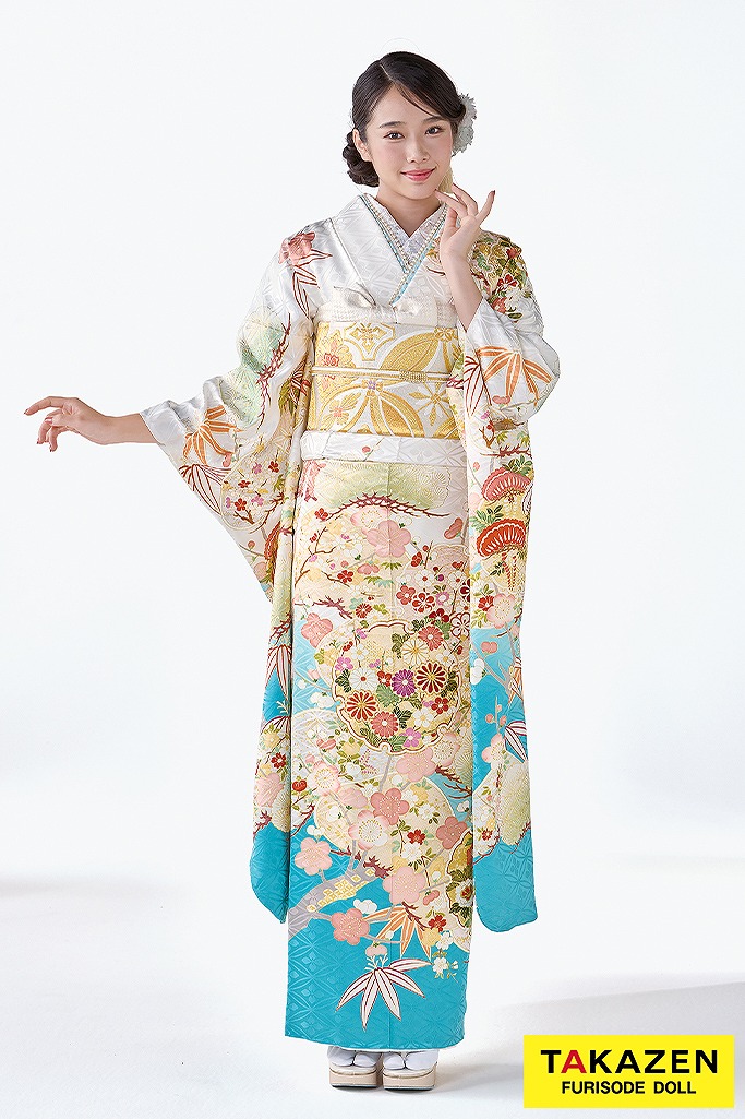 プレミアム古典　吉澤織物/最高級金彩手描友禅/匠　白水色　おしとやか　爽やか　綺麗　上品　天翔天音　26028