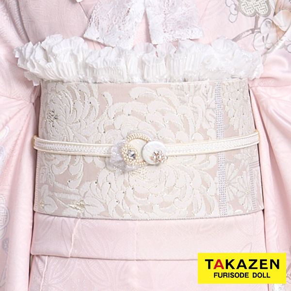 スワロフスキー付きくすみピンク帯　おしゃれ　かわいい　くすみカラー小物