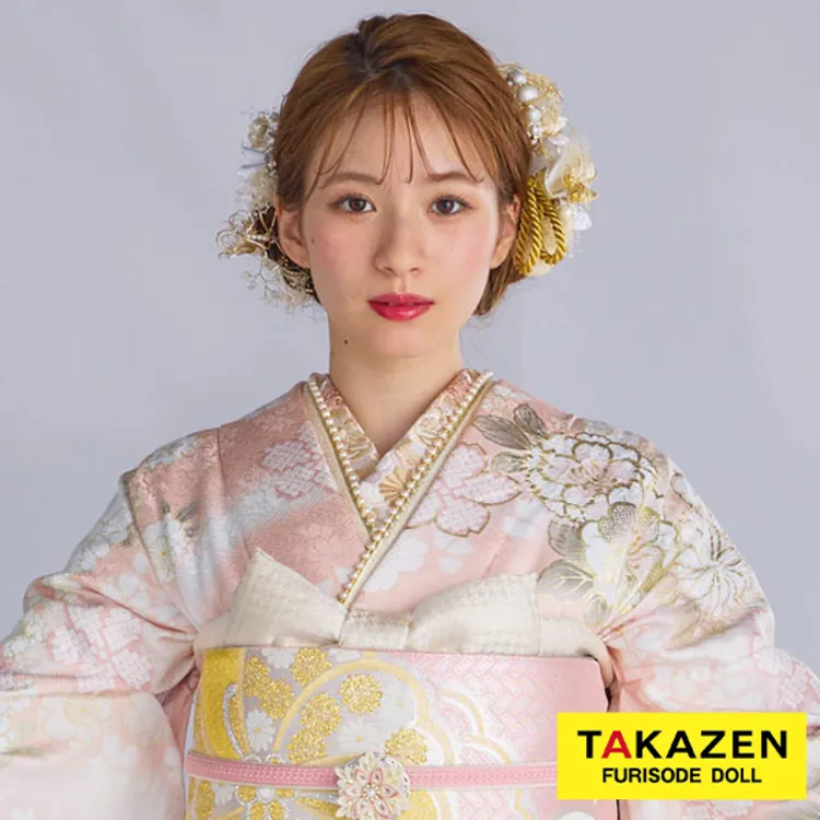 刺繍衿通販　牡丹に八重桜　ピンク/クリーム　古典柄　くすみ系　大人っぽい　半襟68