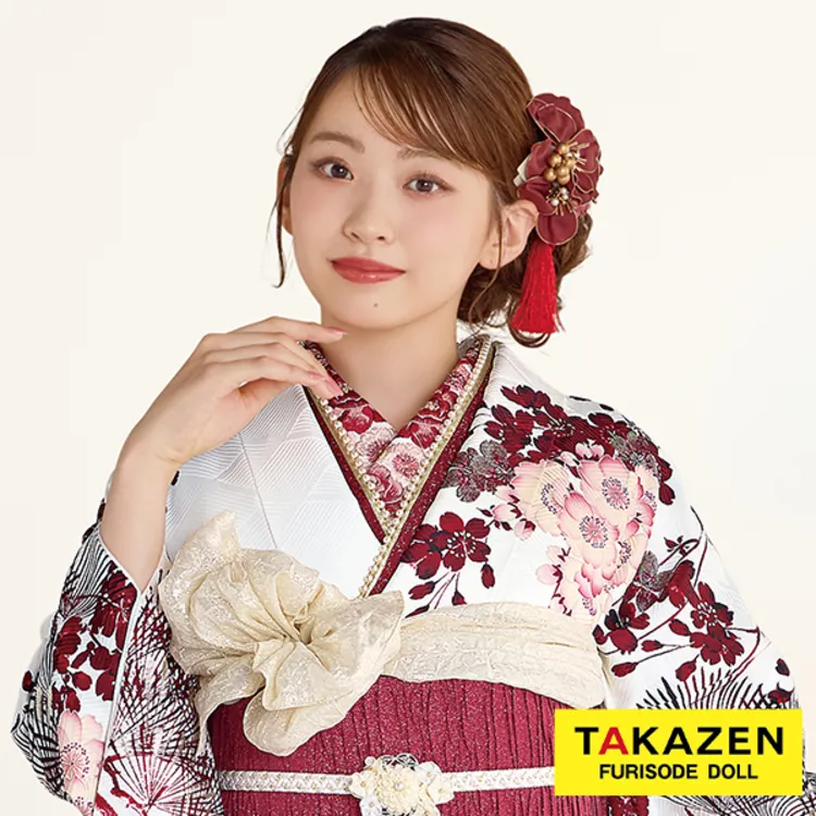 刺繍衿通販　牡丹に八重桜　赤　古典柄　綺麗　大人っぽい　上品　半襟72