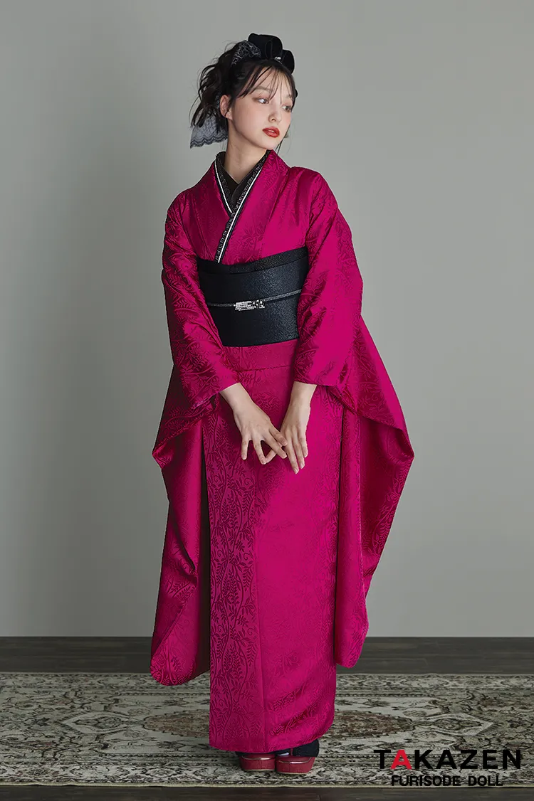 ヴィンテージスタイル　紫/ワインレッド　無地　シンプル　個性的　目立つ　かっこいい　かぶらない振袖ネットレンタル　派手　香川るな　26064