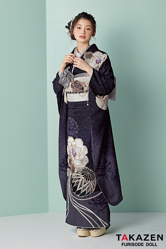 くすみカラーエレガント　紫/グレージュ/ダスティーカラー　大柄/すっきり柄　シンプル　ワンポイント　華徒然×吉木千紗都　南琴奈　24073