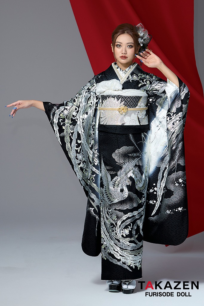 ジャパンモード　黒/シルバー　鳳凰　かっこいい　いかつい　派手　目立つ　花魁風　スワロフスキー付き　中村りおん　26075