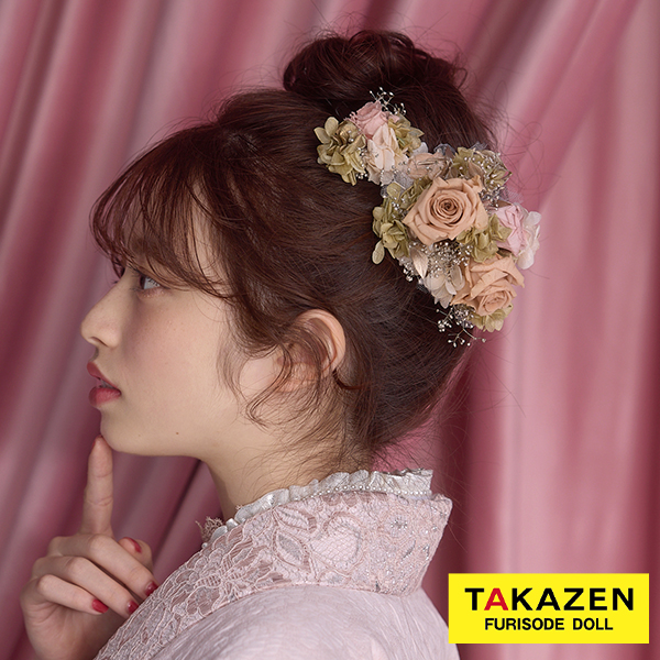 淡色ガーリーくすみ髪飾り通販　ピンク/ベージュ