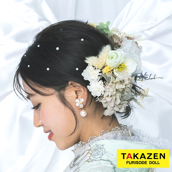 淡色カラーおしゃれ髪飾り通販(プリザーブドフラワー)　ミントグリーン