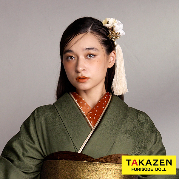 高級感あふれるおしゃれベロア素材半襟通販(パール付き)　オレンジ