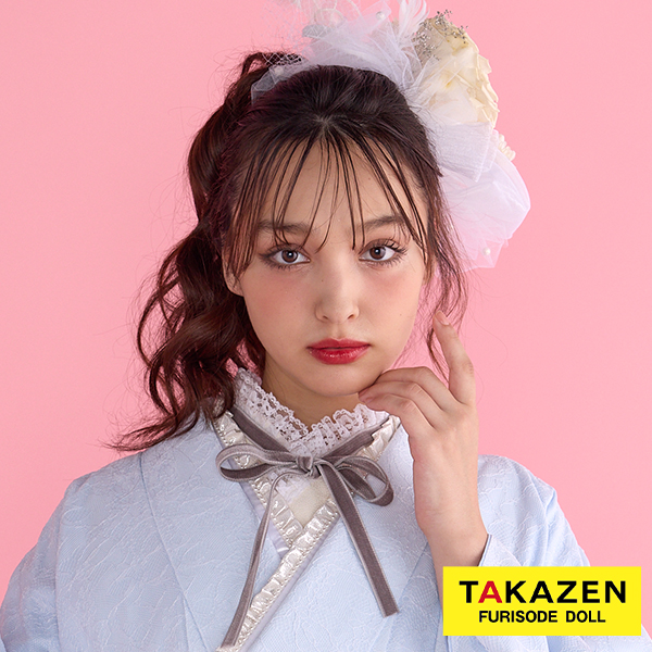 おしゃれベロアリボンレース半襟通販(個性派洋風)　グレー/白