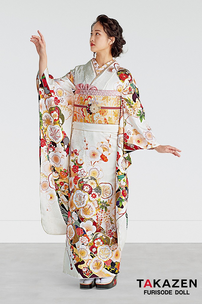 正統派古典　白　梅柄　シンプル　かわいい　低身長さんにおすすめ　天翔愛　25070