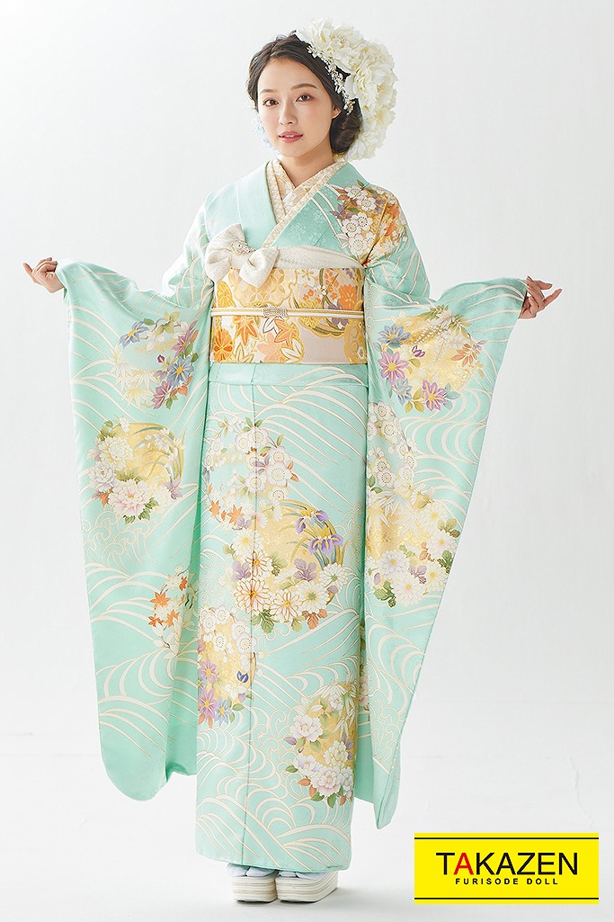 古典　水色　振袖　高級