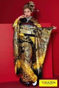 かっこいい 振袖 成人式 黄色 派手 目立つ 虎柄 渋い 花魁風