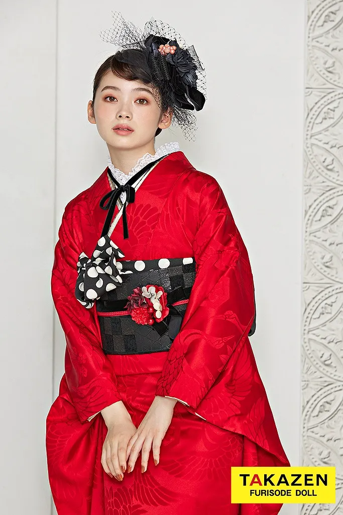 成人式 振袖 ネットレンタル レトロ赤無地