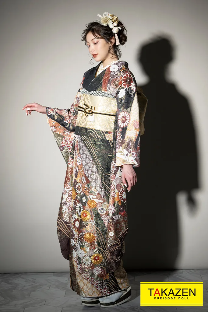 振袖ネットレンタル 古典柄 深緑 桂由美