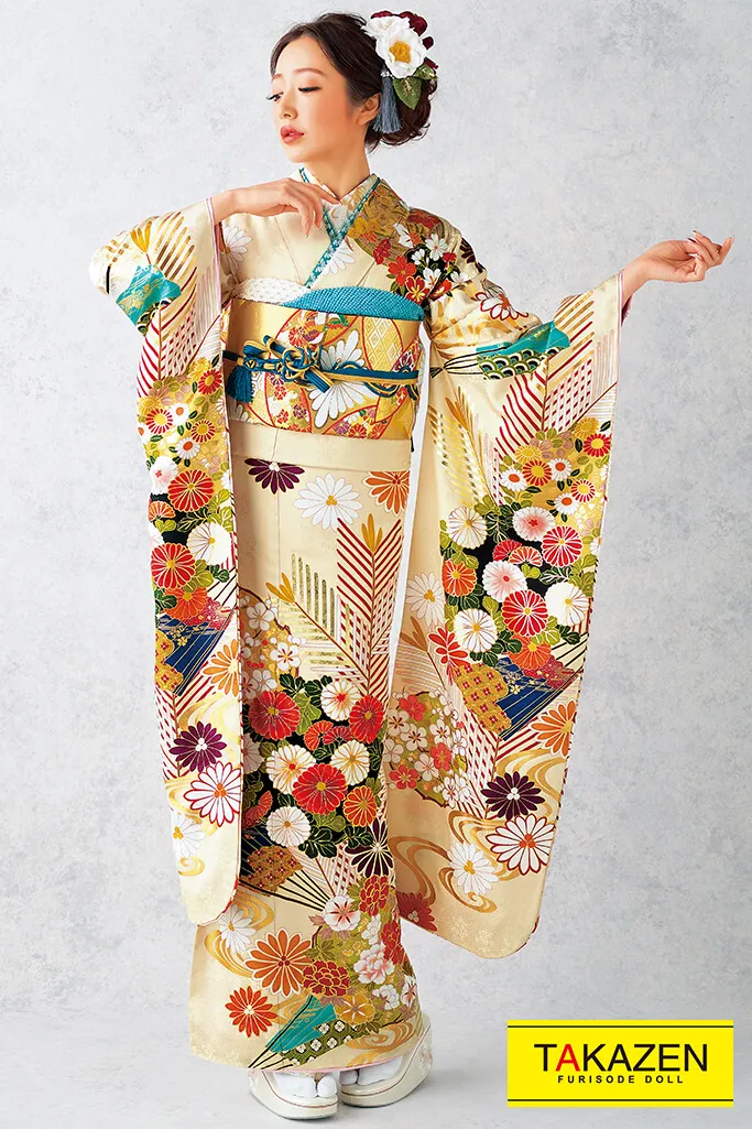 振袖 ネットレンタル 牡丹柄 大人っぽい古典振袖ネットレンタル 柄小さめ おしとやか オフカラー