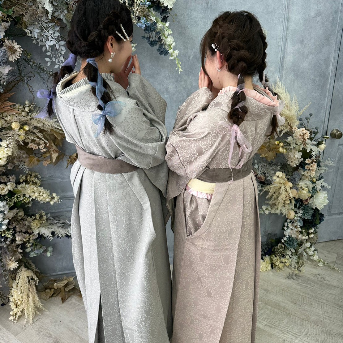 袴 ネットレンタル 安い お得 かわいい 双子コーデ くすみカラー