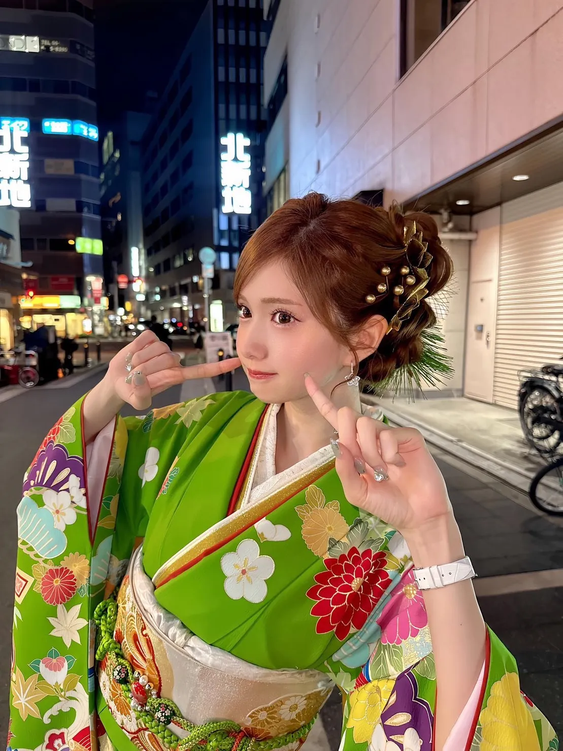 ひめかちゃん 振袖 ネットレンタル 緑 レトロ