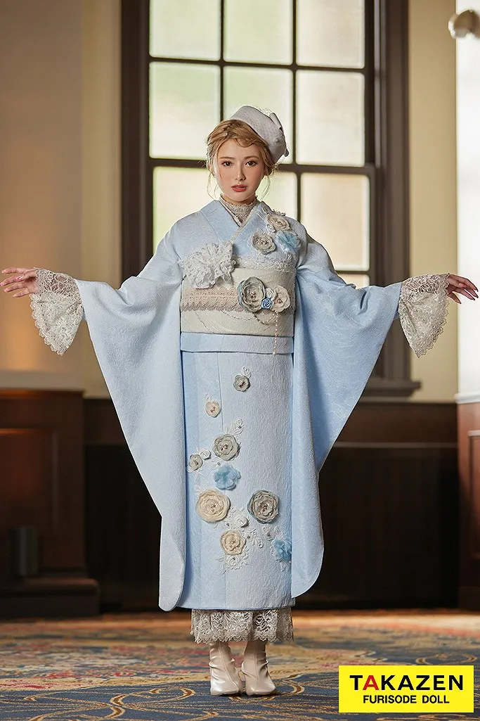 振袖ネットレンタル 水色 可愛い